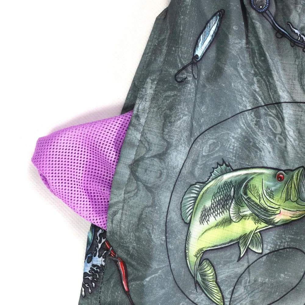 Psycho Tuna Swim Trunks Mens M Charcoal Reel Em‎ In Bass Fishing Shorts Beach